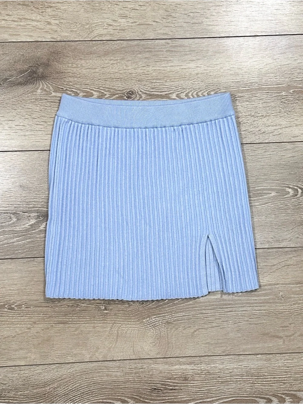 L.A Hearts Pacsun Baby Blue Ribbed Knit Mini Skirt